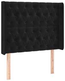 Testiera ad orecchio nera 93x16x118/128 cm in velluto