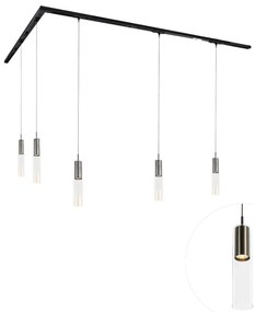 Sistema di illuminazione su binario moderno con 5 luci a sospensione color canna di fucile monofase - Iconic Lloyd