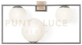 Buble applique a parete 3 sfere acciaio spazzolato particolari bron...