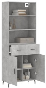 Credenza grigio cemento 69,5x34x180 cm in legno multistrato