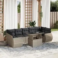 Set Divano da Giardino 8pz con Cuscini Grigio Chiaro Polyrattan 3268412