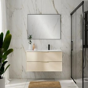 Mobile bagno Beige Greige opaco 120 cm con top gres Calacatta e 2 cassetti.
