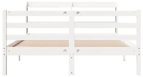 Giroletto con testiera bianco 150x200 cm legno massello di pino