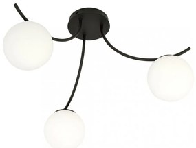 Lampadario da Soffitto in Acciaio e Vetro BOSTON 3 Nero 3xE14 Colore delle Sfere Bianco