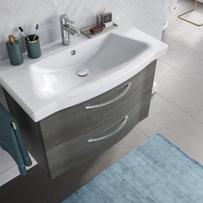 Mobile da bagno sospeso sotto lavabo L 75 x H 49 x P 42.7 cm grigio grafite, 2 cassetti PELIPAL Solitaire
