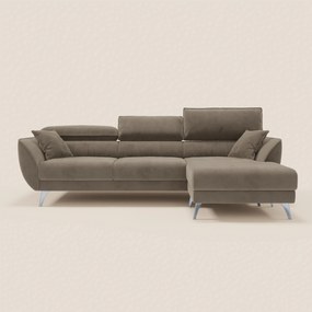 Michelangelo Divano Angolare con Penisola e Sedute Estensibili - Poggiatesta reclinabili in raffinato tessuto smacchiabile effetto vellutino T30