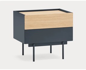 comodino in rovere decorato in colore antracite-naturale Otto - Teulat