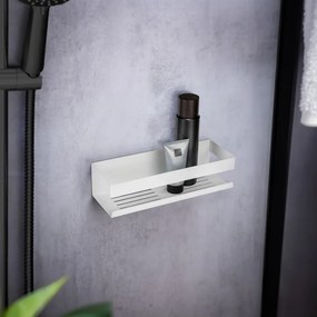 Mensola da bagno senza foratura bianco opaco in acciaio inox con aggancio Turbo-loc Genova – Wenko