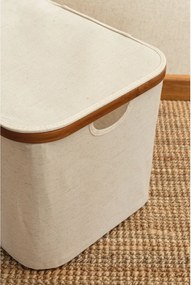 Scatola con coperchio color crema in tessuto 40,5x33x30 cm Bamboo/Linen – Bigso