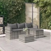 Set Divani da Giardino 3 pz con Cuscini in Polyrattan Grigio 362331