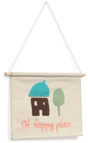 Kave Home - Decorazione da parete Leshy 100% cotone oh happy place multicolore 35 x 25 cm