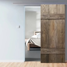 Porta scorrevole Barn Ebano in alluminio marrone, L 86 x H 215 cm, con binario Alu/legno Reversibile