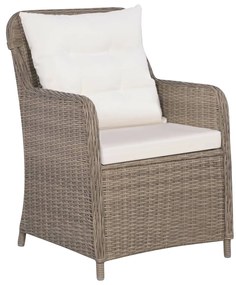 Set da Pranzo da Giardino 9 pz con Cuscini Polyrattan Marrone