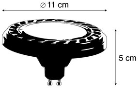 GU10 LED dimmerabile AR111 nero 8W 600lm 2700K