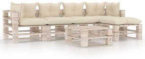 Set divani da giardino pallet 6 pz con cuscini in legno di pino