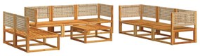 Set divano giardino 9 pz con cuscini legno massello di acacia