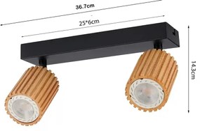 Brilagi - Faretto MODERN WOOD 2xGU10/8W/230V in legno di caucciù/nero
