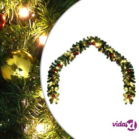 vidaXL Ghirlanda di Natale Decorata con Palline e Luci a LED 5 m