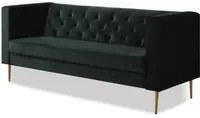 Divano fisso in velluto Bruce 196x76x82 cm 3 posti a sedere Verde scuro