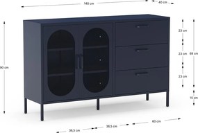 Cassettiera blu scuro 140x90 cm Diora - Marckeric
