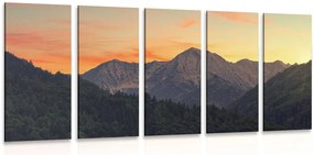 Quadri 5 pezzi – Tramonto sulle montagne