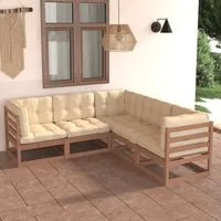 Set Divani da Giardino 5 pz con Cuscini Legno Massello di Pino 3076777