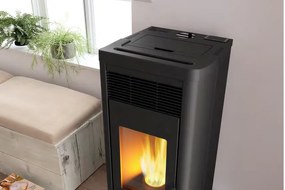 Royal Lea Air 120 Stufa A Pellet Ad Aria Con Top In Ceramica 12kw Serbatoio 17kg 53x54x116 Cm In Acciaio Nero