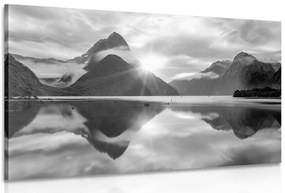 Quadro su tela – Splendida alba in Nuova Zelanda in bianco e nero