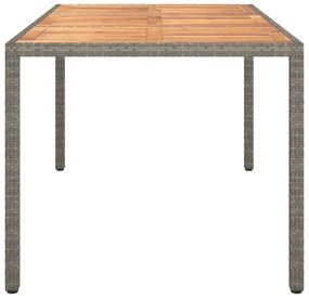 Tavolo giardino 150x90x75 cm polyrattan e legno d&#039;acacia grigio