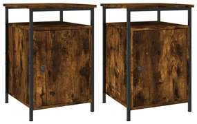 Comodini 2 pz rovere fumo 40x42x60 cm in legno multistrato
