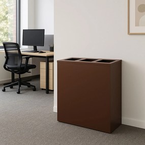 Pattumiera per Raccolta Differenziata 3 Scomparti Capacità 180 lt 90x30x80 cm in Acciaio Corten...