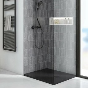 Piatto doccia quadrato 80x80 H3 cm in ceramica nero opaco con antiscivolo Ruy