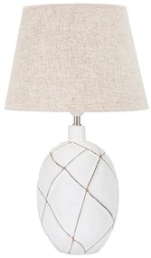 Lampada da tavolo con paralume in tessuto bianco e crema (altezza 60 cm) Lines - Mauro Ferretti