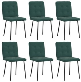 Sedie Da Pranzo 6 Pz Verde Scuro İn Velluto /