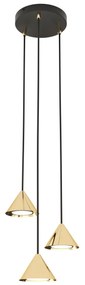 Lampadario a Sospensione in Acciaio ELIT 3 PREMIUM Nero e Oro 3xGX53