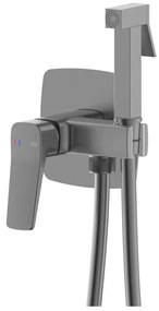 KFA Armatura 4529-512-61-Bidet. Miscelatore per bidet con doccetta estraibile per installazione ad incasso MALAGA, grigio metallizzato