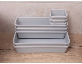 Set di 8 organizzatori per cassetti in plastica grigi - Addis