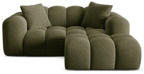 Divano angolare verde (con penisola a destra/con chaise lounge) con rivestimento in ciniglia Treno – Cosmopolitan Design