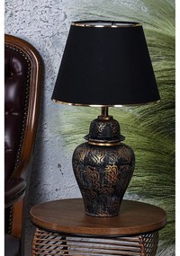 Lampada da tavolo nera e dorata con paralume in tessuto (altezza totale 54 cm) Derin – Opviq lights