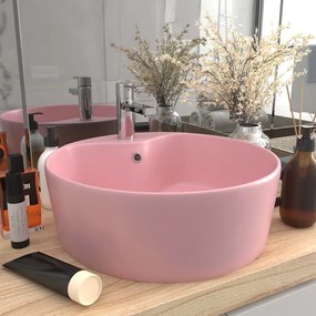 Lavandino Con Troppopieno Rosa Opaco 36x13 Cm İn Ceramica /
