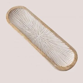 Vassoio decorativo in legno di mango Nabordi Legno Bianco Vintage - Sklum