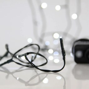 Catenaria Natalizia LED 8m con 8 GIOCHI DI LUCE, IP44 Cavo VERDE Colore Bianco Freddo 7500 - 8500 °K