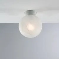 Plafoniera Industrial Olaf In Ferro Laccato Bianco E Vetro 1 Luce