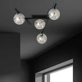 Lampadario da Soffitto in Acciaio e Vetro SMART 4 Nero 4xE14