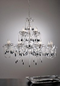 12-light chandelier - Chrome  710/8+4 - Fashion Crystal - Arredo Luce Cromo