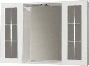 Specchiera bagno 91 cm Bianco Lucido a 2 ante inglesina con luce LED