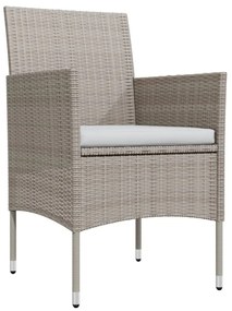 Set da pranzo per giardino 3 pz con cuscini grigio e nero