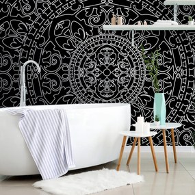 Carta da parati autoadesiva – Ornamento orientale in bianco e nero