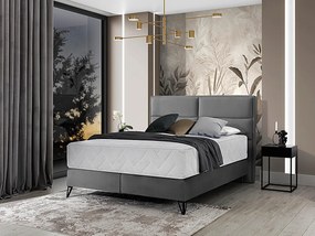 Letto matrimoniale boxspring Svezia - 180 x 200 cm , Tessuto grigio