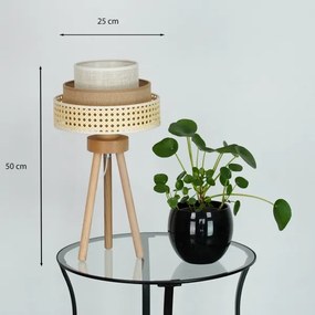 Brilagi - Lampada da tavolo CEDAR LUNETA 1xE27/15W/230V rattan/marrone/crema